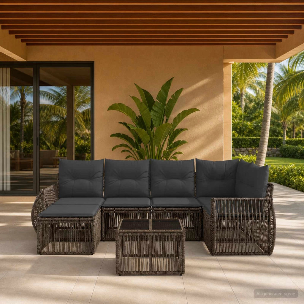 Set Divano da Giardino 7 pz Grigio e Grigio Scuro polyrattan 3435488