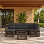 Set Divano da Giardino 7 pz Grigio e Grigio Scuro polyrattan 3435488