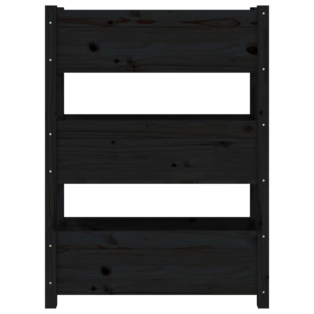 Fioriera rialzata per piante e fiori terrazza giardino 77 x 25 x 104,5 cm legno massello di pino nero 02_0037848