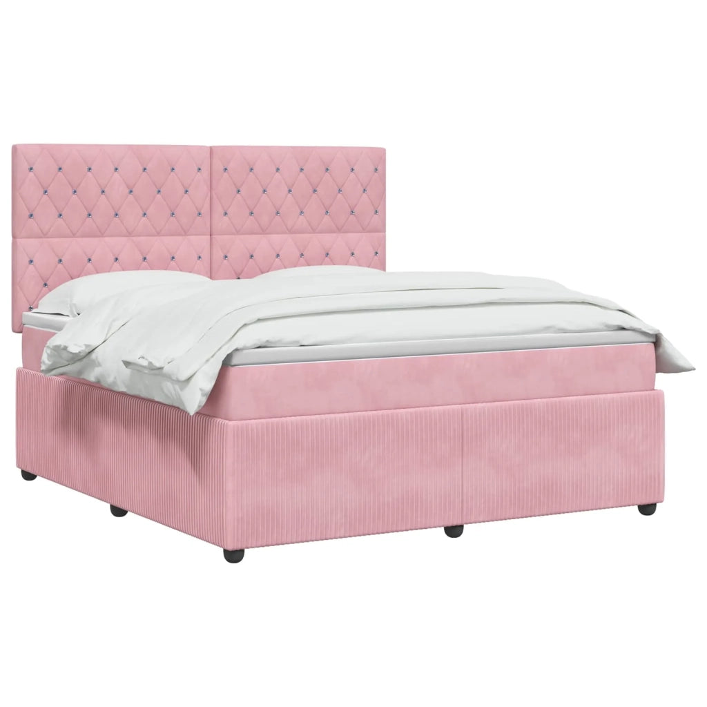 Letto box spring con materasso Rosa 180 x 200 cm Velluto 3454654