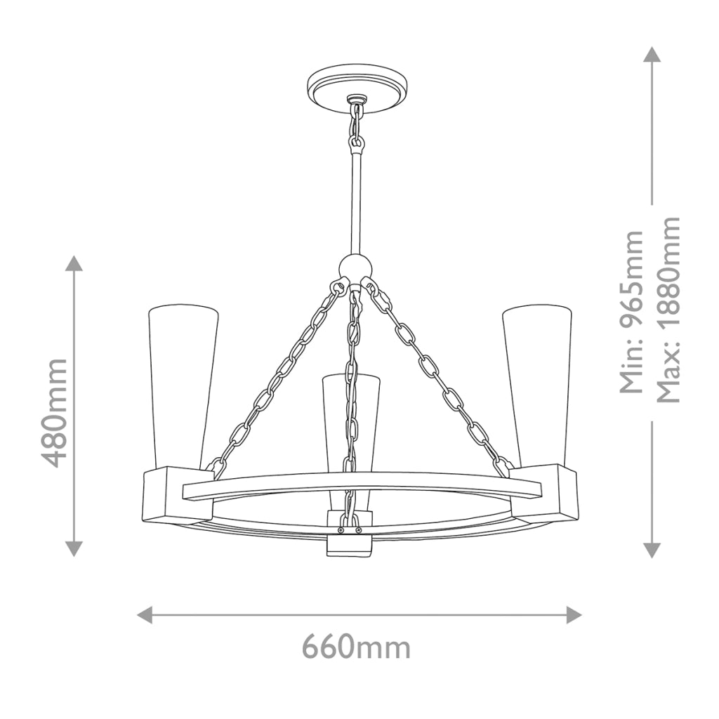 Lampadario Art Déco ottone Ø66 3xE27 Kristy Elstead