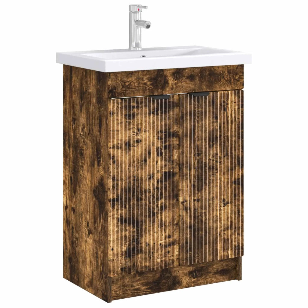 Mobiletto da bagno sotto il lavello Rovere Fumo 890099