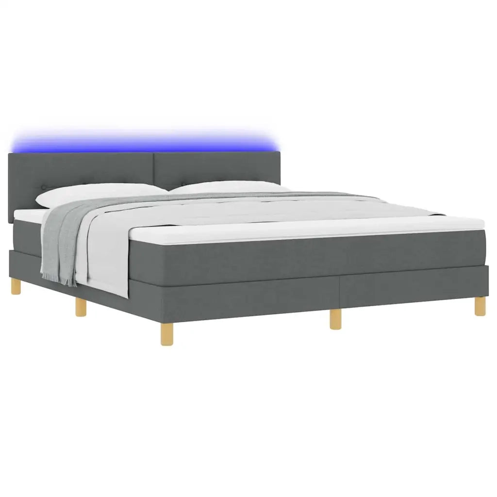 Letto a Sorgente LED Grigio scuro 180 x 200 cm Tessuto 3342458