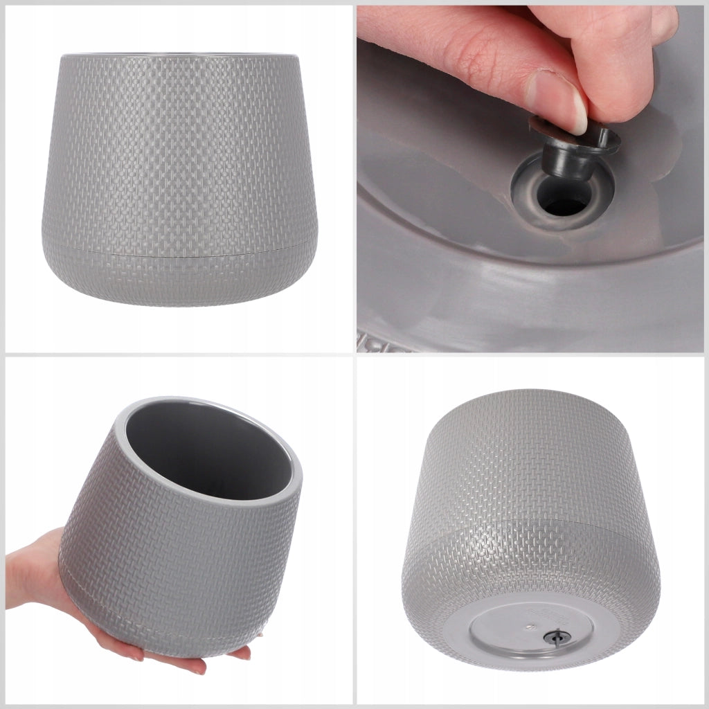 Vaso da fiori KADAX con supporto, 13 cm, coperchio in sughero, supporto per fiori, grigio