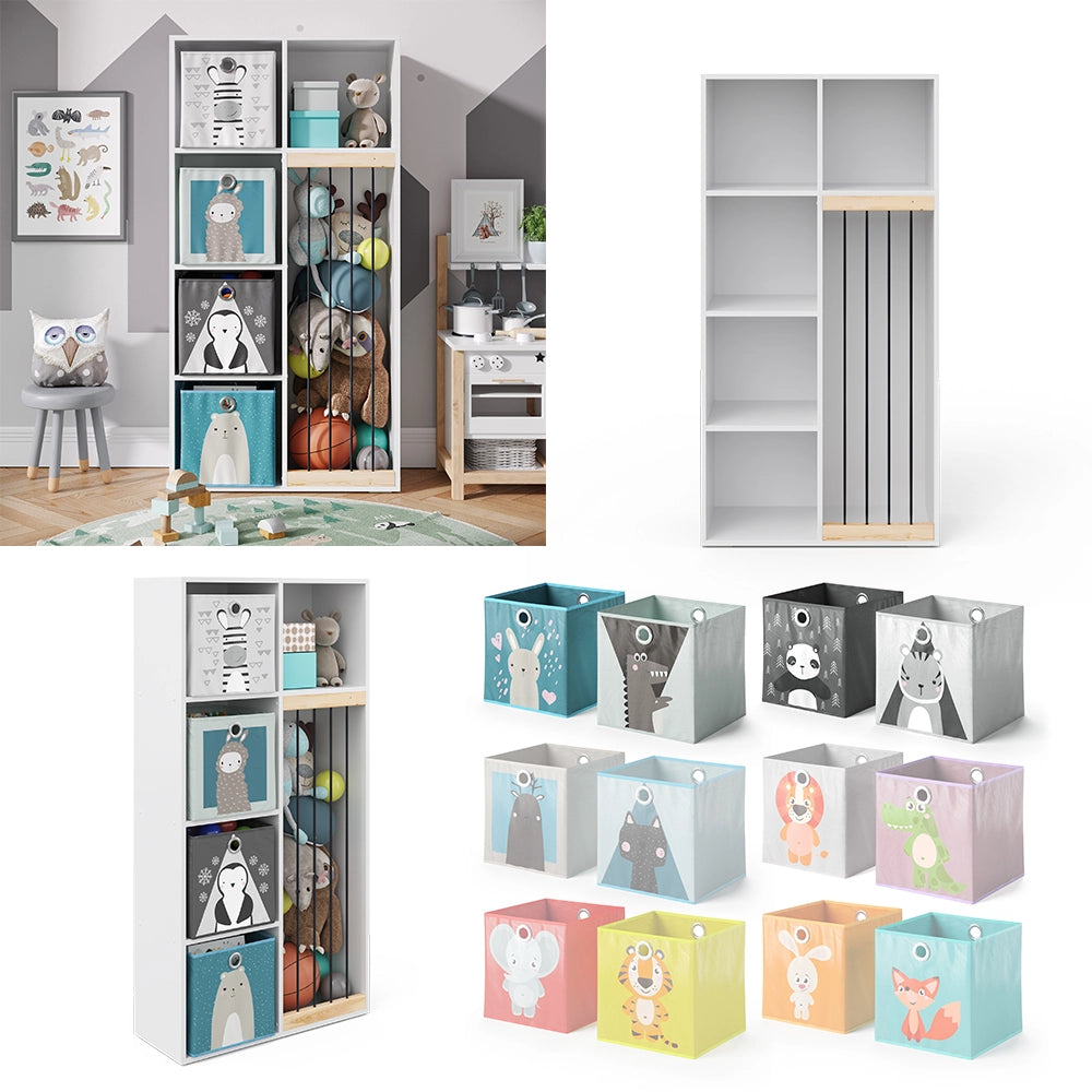 Vicco Libreria bambini Bianco 72 x 143 cm con 4 scatole pieghevoli opt.2