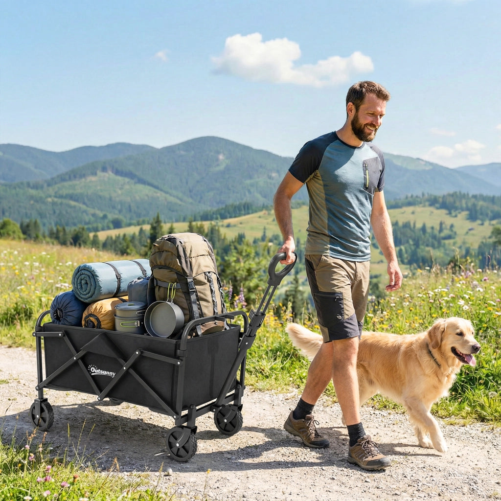 Carrello da Giardino Pieghevole ¨C Zephmum ¨C Nero, 66 Litri