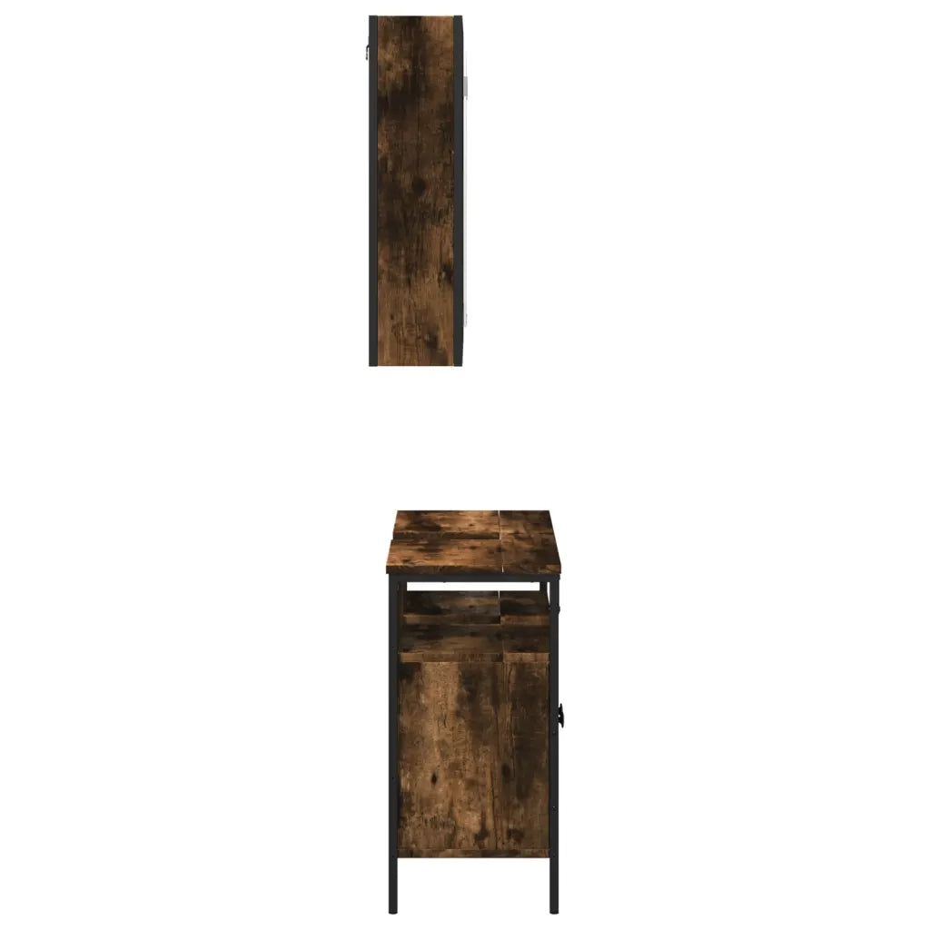 Set Mobili da Bagno 2 pz Rovere Fumo in Legno Multistrato 3214717