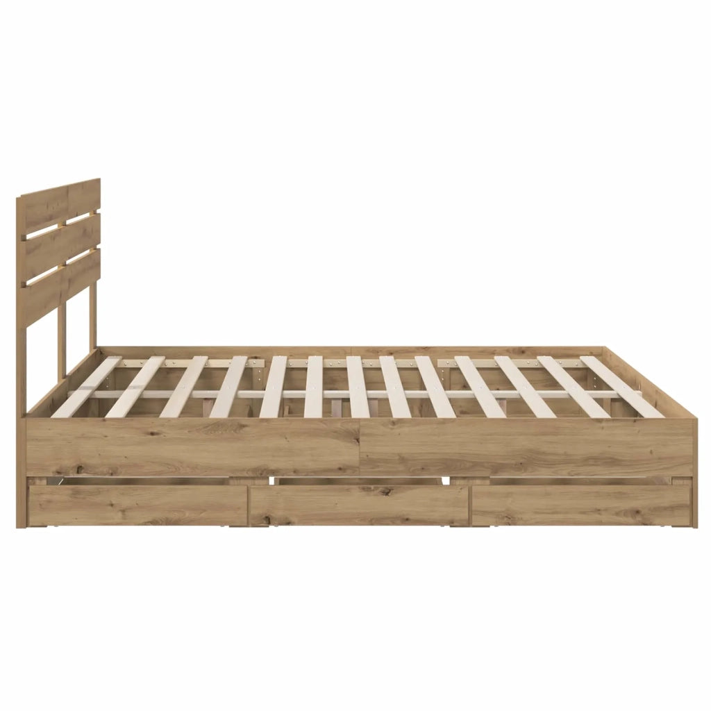 Bed Frame with Storage and Headboard Artisan Oak 180 x 200 cm 3445825