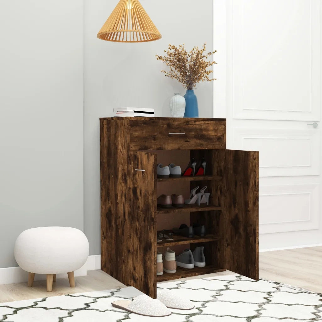 Scarpiera Rovere Fumo 60x35x84 cm in Legno Multistrato 815417