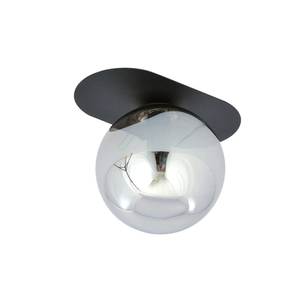 Lampada da soffitto Plaza in acciaio nero e vetro grafite