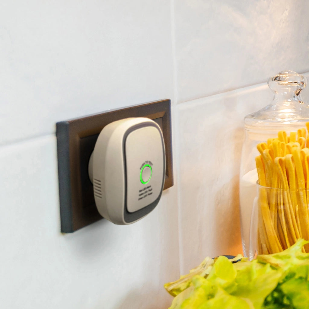Rilevatore di Gas Metano a Presa con Allarme Sonoro 70 dB Certificato EN50194 Bianco / Grigio Alecto