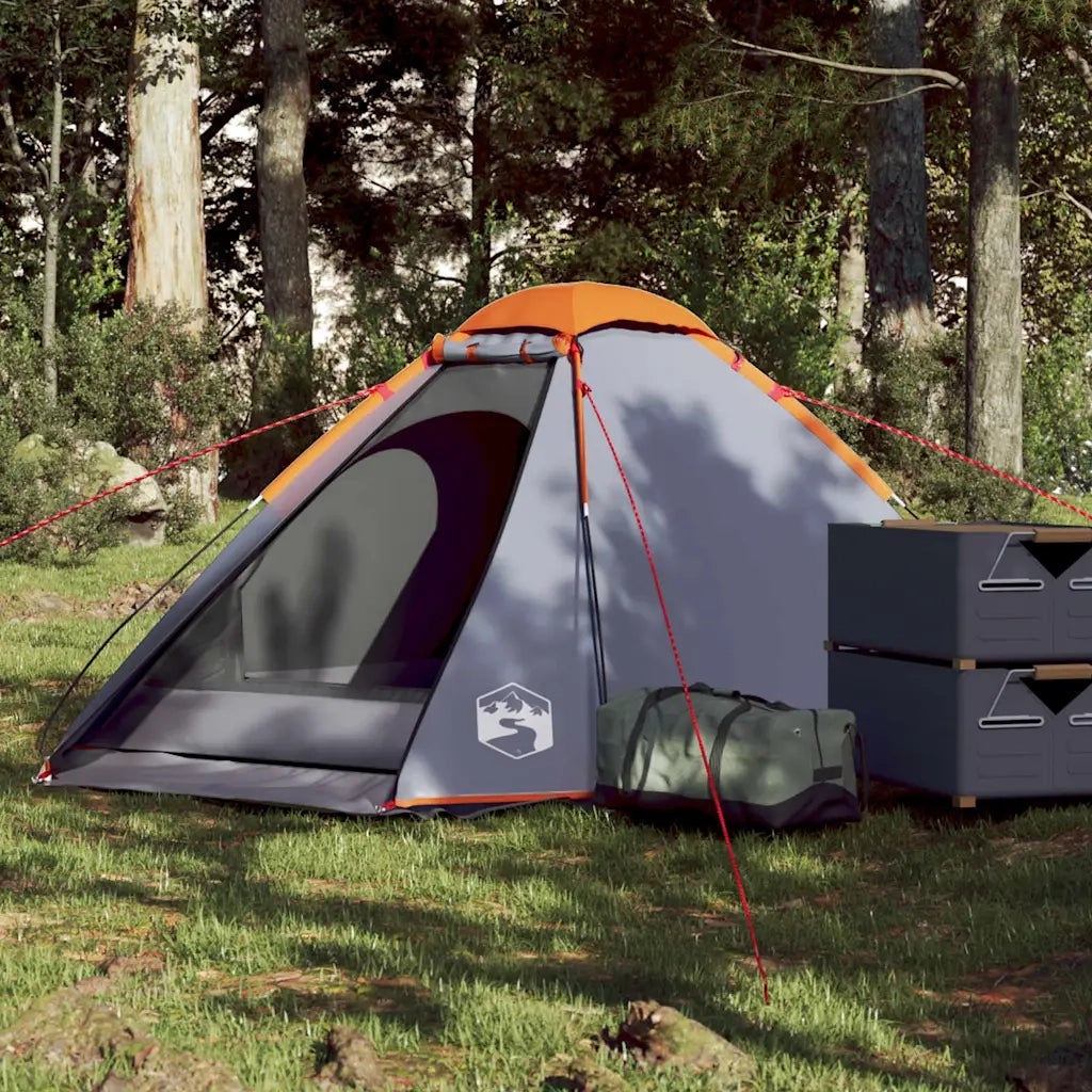 Tenda da campeggio | Tenda da campo a Cupola 2 Persone Grigio e Arancione