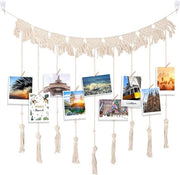 Decorazione Macrame per Parete con 2 Ganci e 26 Fissaggi in Legno, Slingback Macrame per Fotografia, Decorazione per Casa, Ufficio, Bar, Scuola