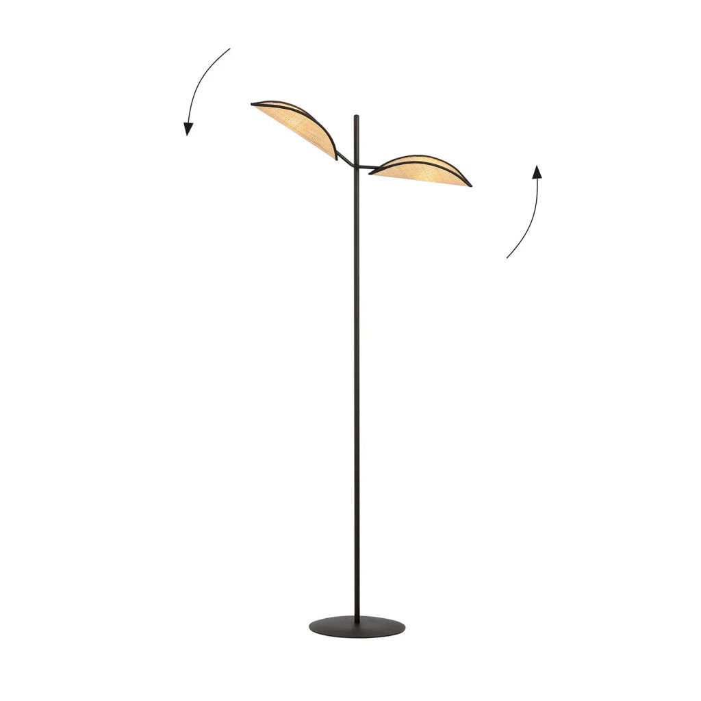 Piantana Moderno Eridano Acciaio Nero Marrone 2 Luci E14 Ip20