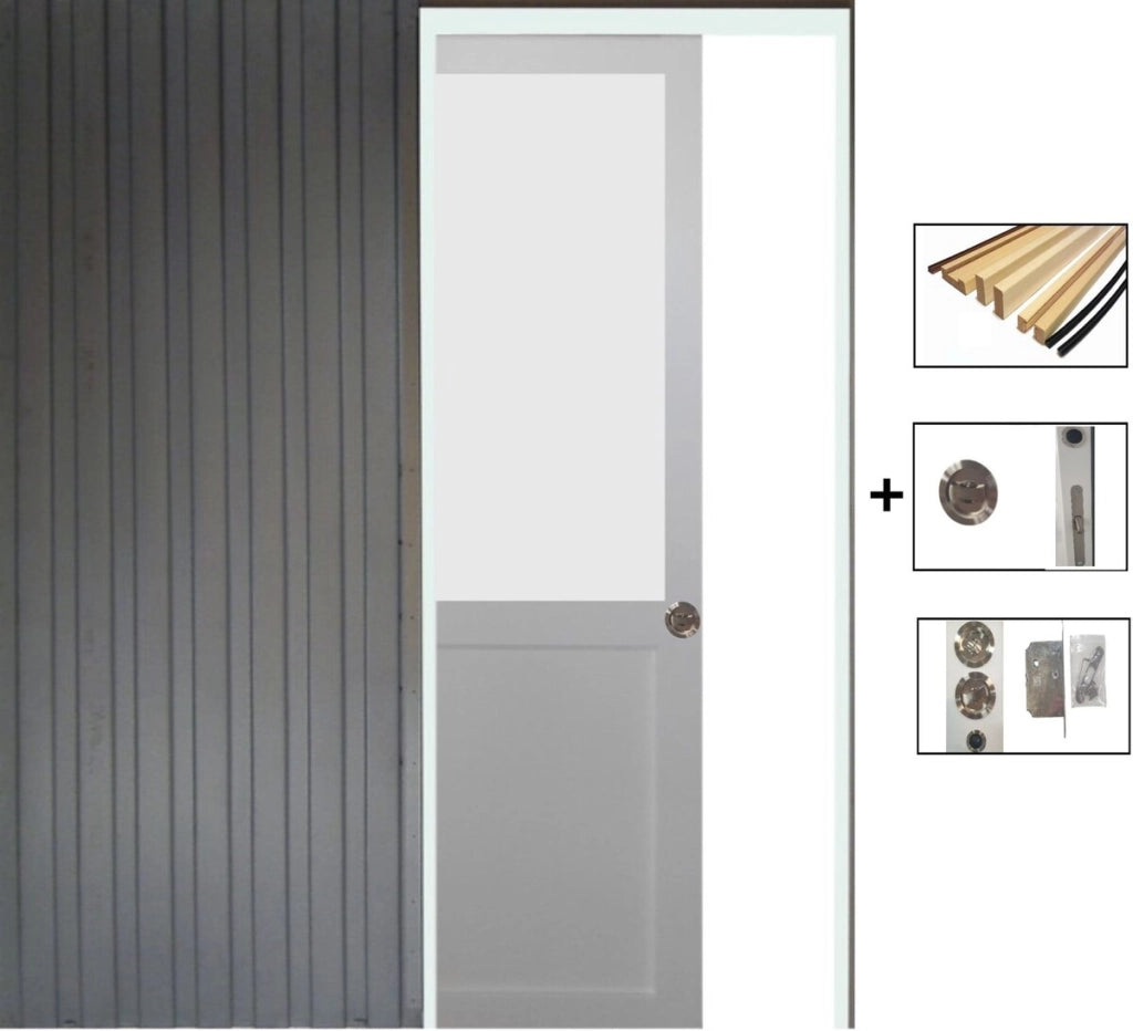 Porta Scorrevole Athena Bianca H204 x L73 + Sistema Pocket e kit di finitura inclusi senza maniglia