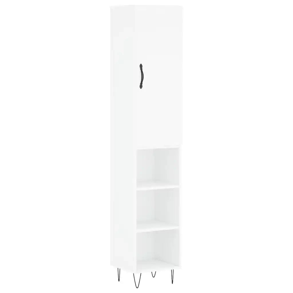 Credenza-Buffet-Armadio da cucina Bianca 34,5x34x180 cm in Legno Multistrato 689616