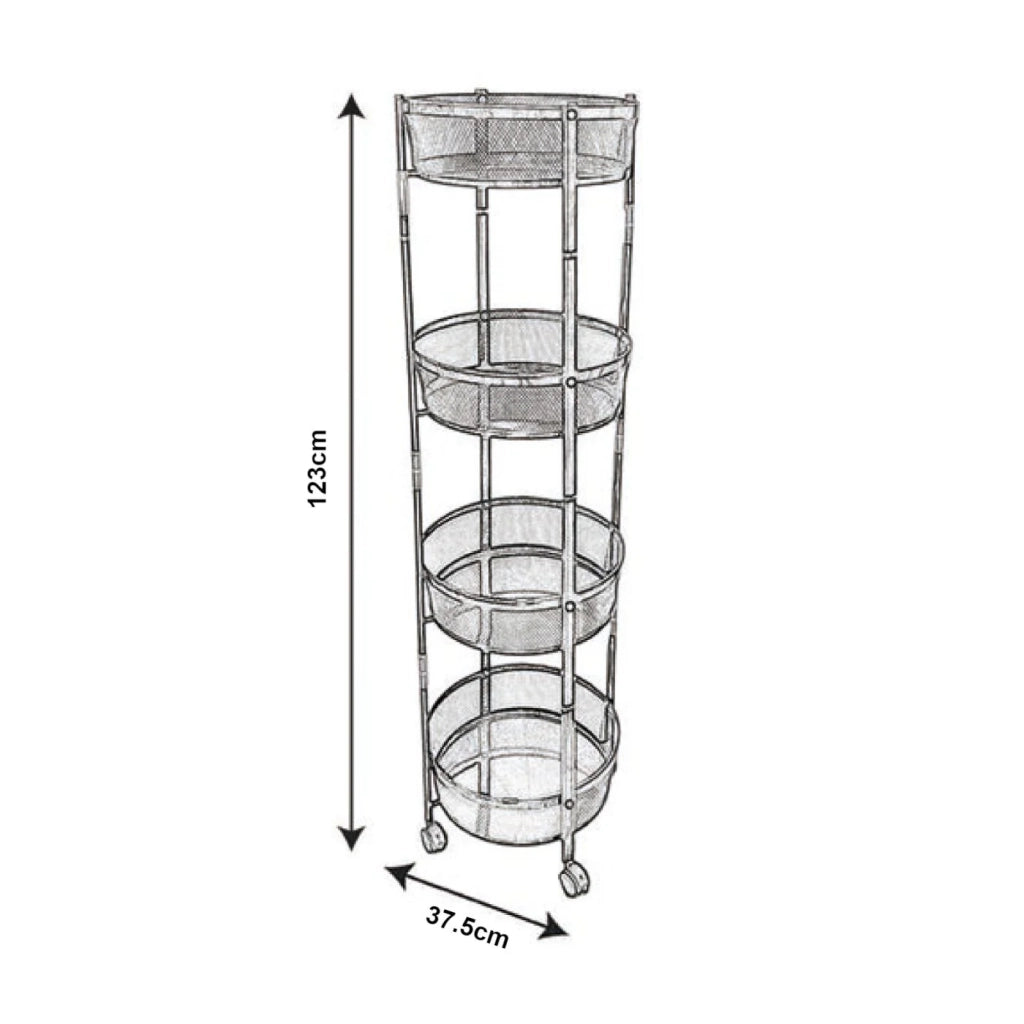 Carrello di servizio mobile contenitore per cucina/soggiorno con 4 ripiani in acciaio 123 x 38 cm bianco 03_0009258