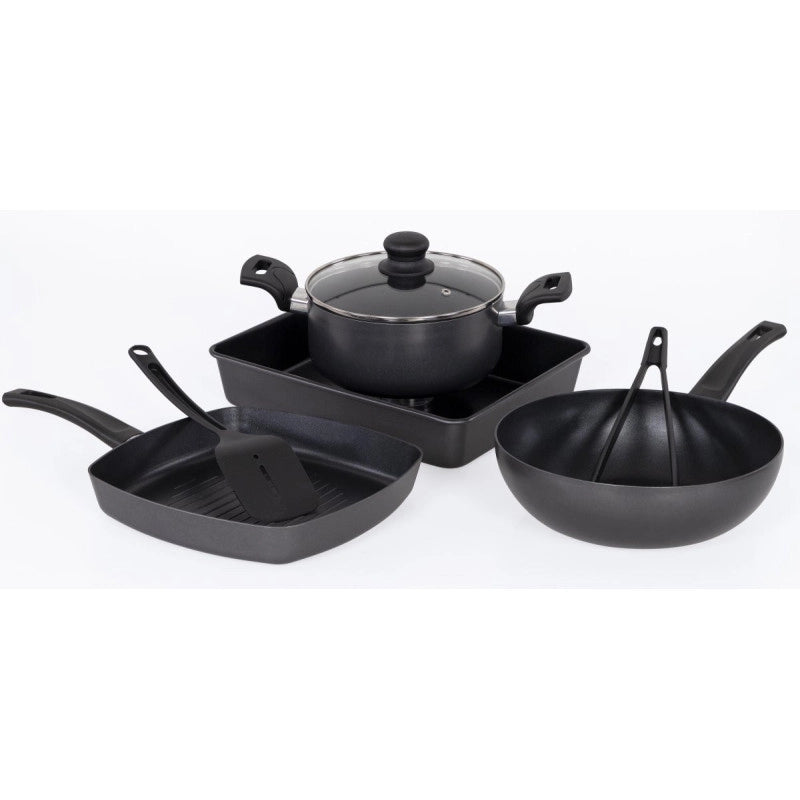 Set di 2 Batteria 7pz Medua In Alluminio Stampato Fondo Induzione