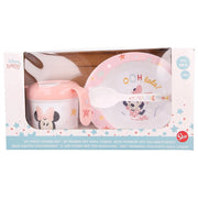 Trade Shop - Disney Baby Set Pappa 3 Pezzi Minnie Mouse Rosa Prima Pappa Per Bambini Asilo -
