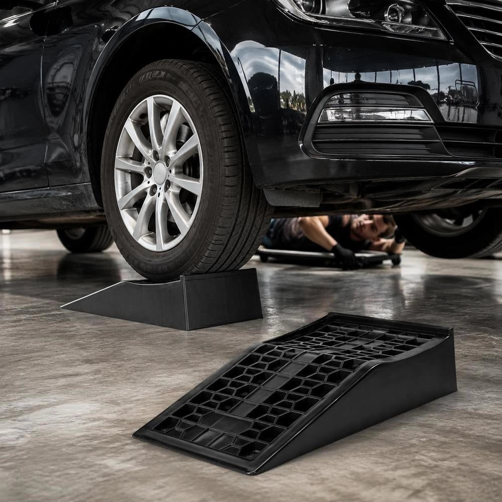Car Ramps, 2 Pcs., 66 M Lifting Height, Portable & Flat Car Service Ramps For Maintenance In The Garage, Oil Changes & Repairs Of Trucks, 2268 Kg Load Capacity (per Ramp), Loading Aids