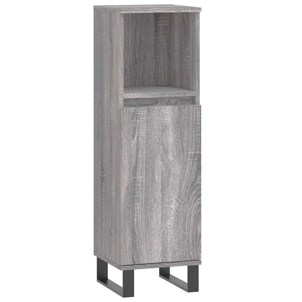 Set Mobili da Bagno 3 pz Grigio Sonoma in Legno Multistrato 3190235