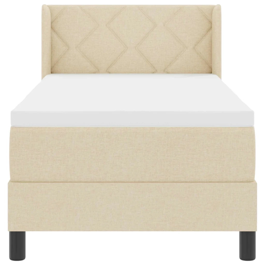 Letto a molle con testiera Crema 200 x 80 cm Tessuto