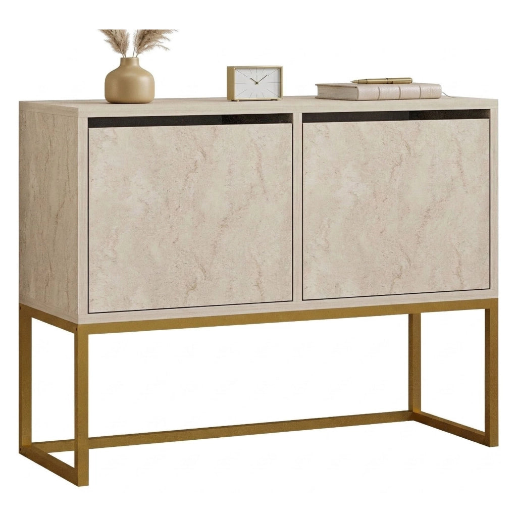 Arresi, Consolle 2 Vani, 90x34x70h cm Beige Marmo
