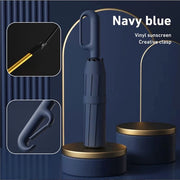 Parasole automatico apri-chiudi blu, 1 clic per aprire, ripiegabile all'indietro, resistente al vento e alle radiazioni UV, compatto (103 cm), con manico rotativo