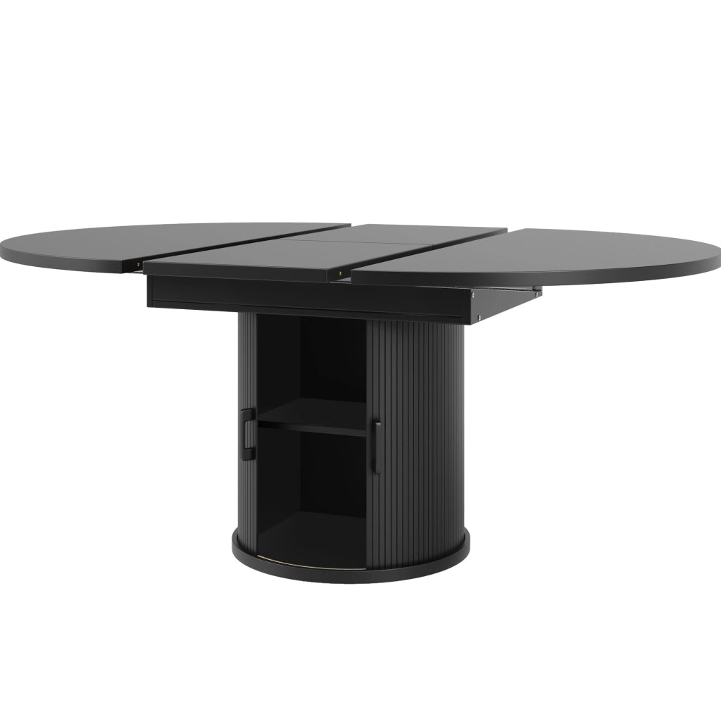Tavolo da pranzo allungabile 118(158)x118x76.8 cm con vano contenitore; MDF nero