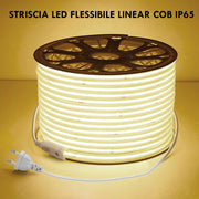 Striscia LED Flessibile LINEAR COB 230V IP65 Lama di Luce Continua 10W/m per Esterni 932lm/m BOBINA 100 metri 4000K