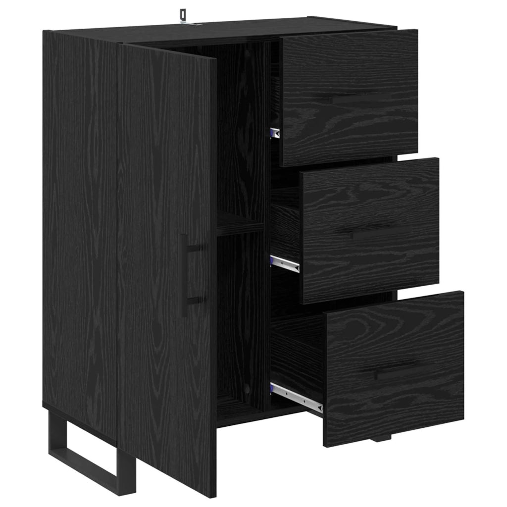 Credenza con cassetto Rovere Nero 69,5 x 34 x 90 cm 881542