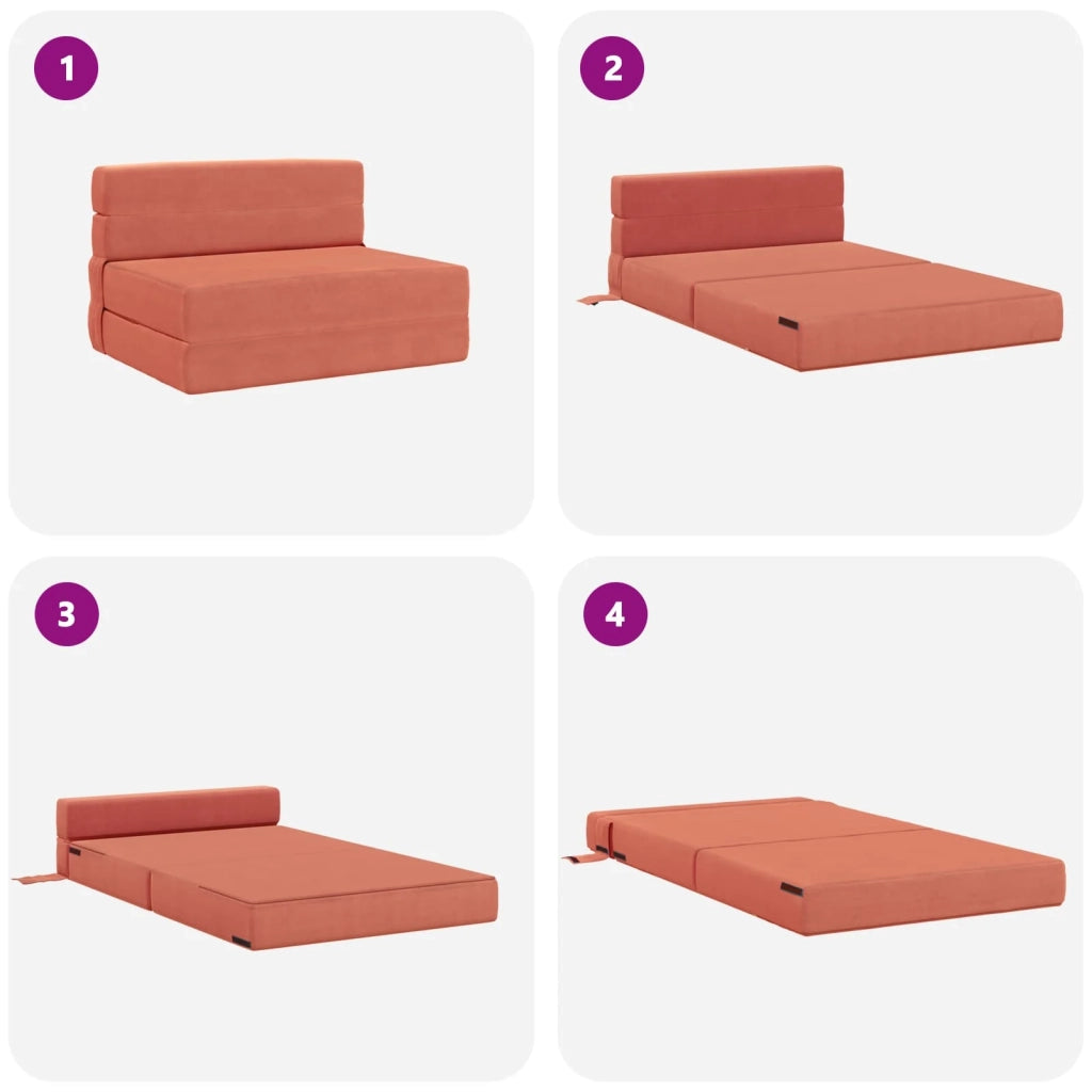 Divano letto | Sof¨¤ letto | Letto singolo Pieghevole Rosso Arancio 100 x 80 x 60 cm Tessuto