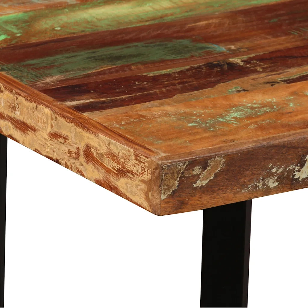 Set da Bar 5 pz Legno Massello di Recupero Vera Pelle e Tessuto 275144