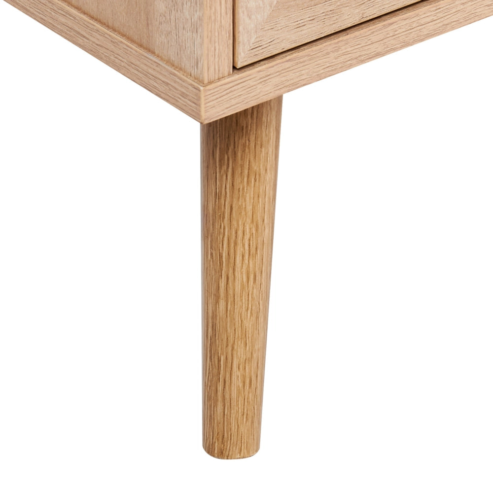 Credenza 2 ante in rattan legno chiaro con ripiano per bottiglie stile boho elegante
