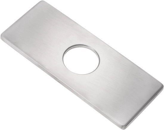 Guscio di protezione per lavabo da bagno - 6 pollici - RVS - Rettilineo - Laccato argento - Scudo per rubinetto - 3 in 1 - Stile moderno.