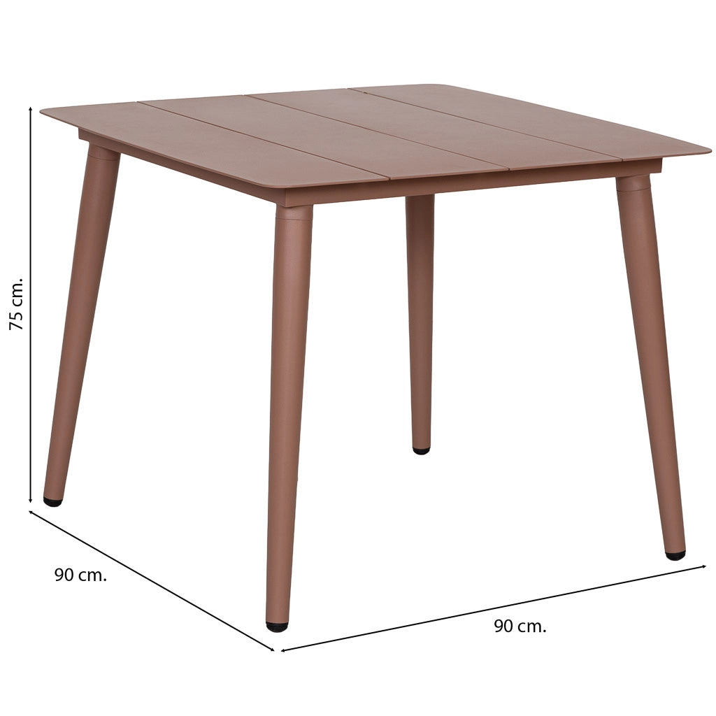 Tavolo in alluminio marrone 90x90x75h cm