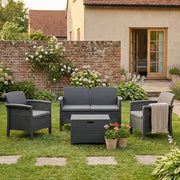 Salottino Outdoor Ranica, set Salotto da Esterno 2 Posti Made in Italy, Nero Antracite