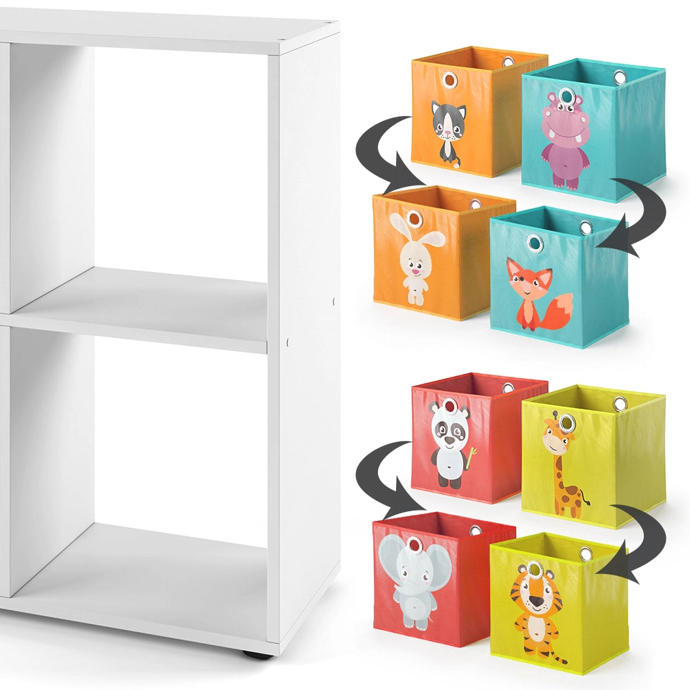 Vicco Libreria bambini Bianco 72.6 x 72 cm con 4 scatole pieghevoli (rosso/giallo)