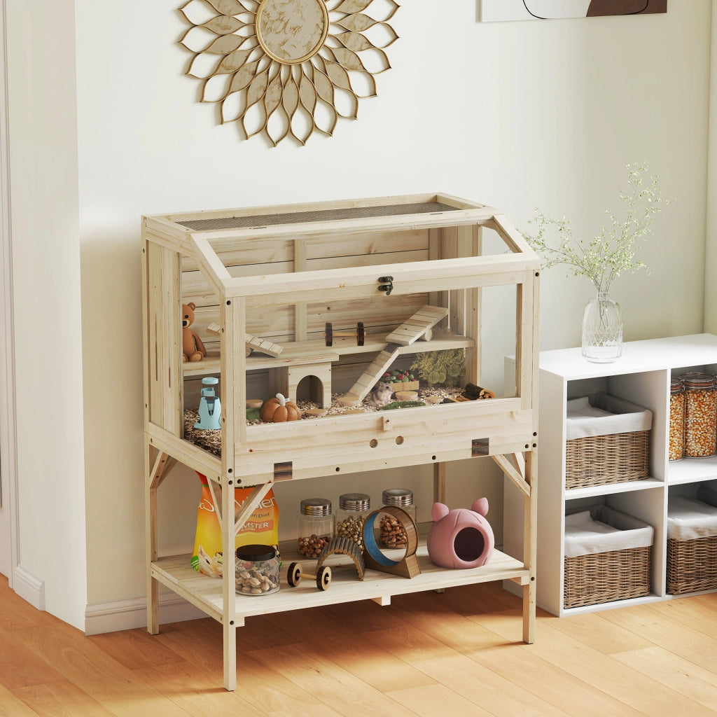 Gabbia per criceti in legno a 2 livelli con ripiani ¨C zephmum ¨C 84x53x110 cm