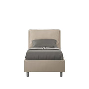 Letto singolo contenitore imbottito 80x210 similpelle tortora Antea