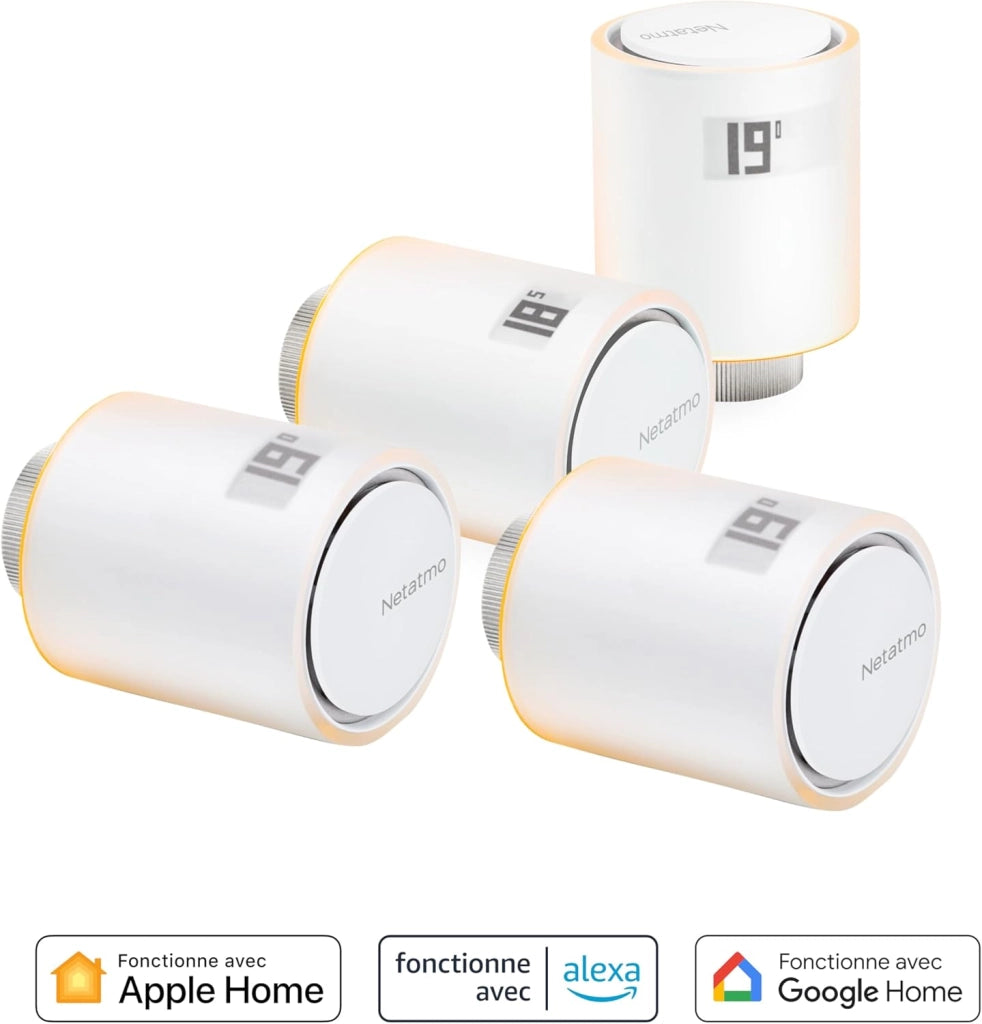 Pack 4 Valvole Termostatiche WiFi, Controllo Remoto, Risparmio Energetico, Accessorio per Radiatori, Compatibile con Alexa e HomeKit, Installazione Facile, NBU-4-NAV-EU