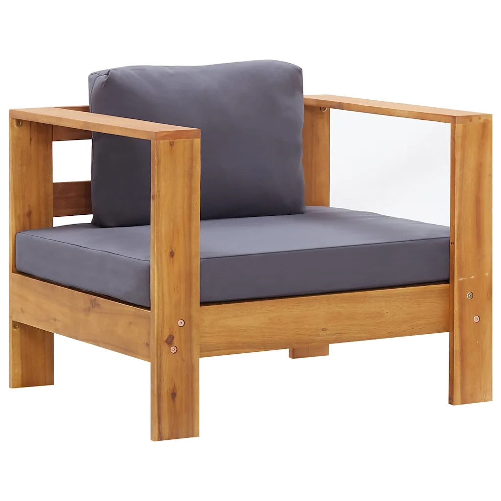 Sedia da patio-Sedia da Giardino con Cuscino Grigio Scuro in Legno di Acacia