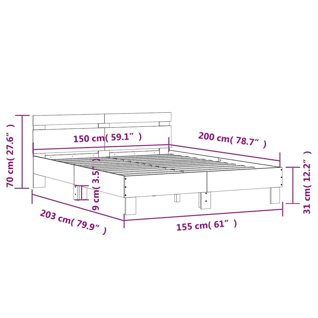 Giroletto con Testiera Bianco 150x200 cm in Legno Multistrato