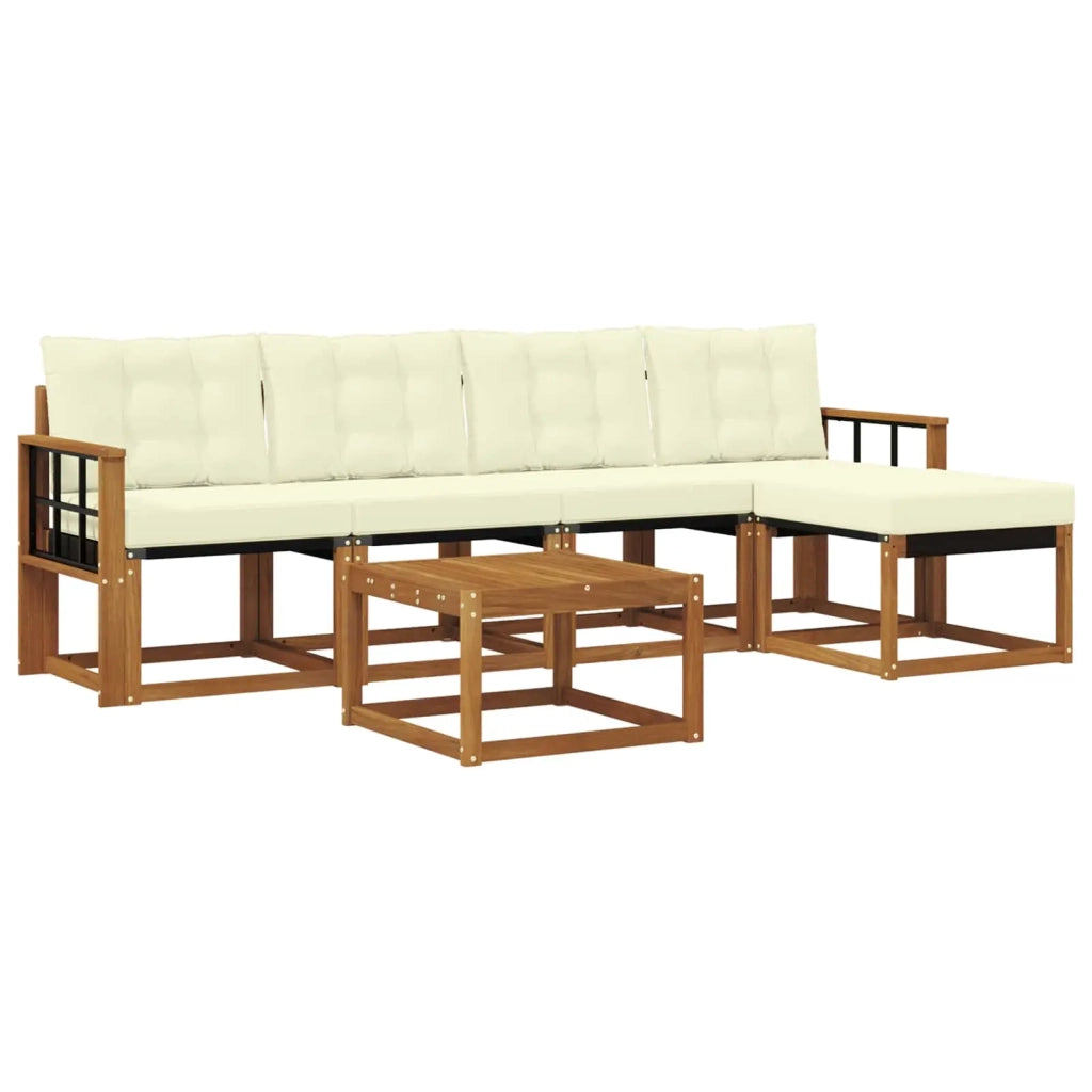 Set di divani da esterno con cuscino 6 pcs Naturale e Crema