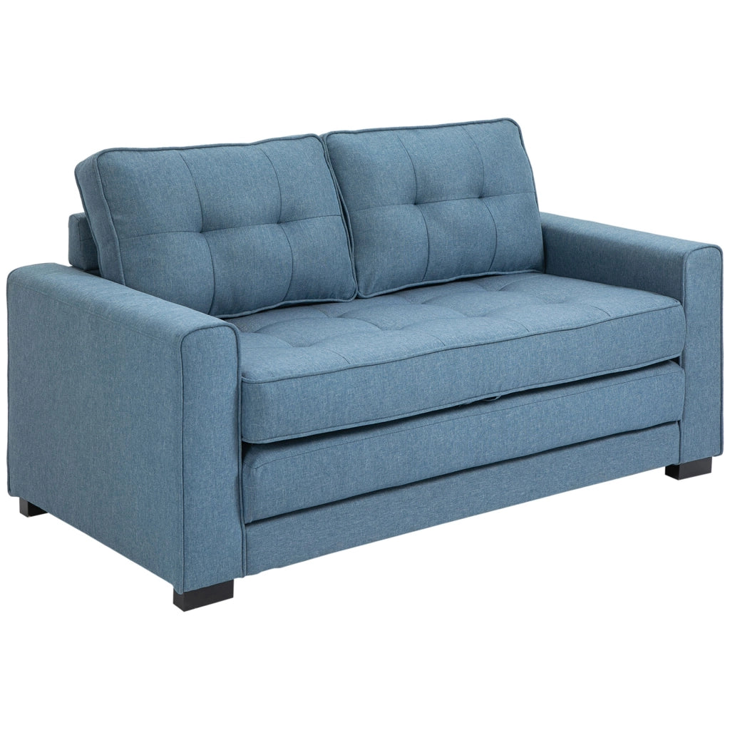 Divano letto 2 posti tessuto blu ¨C Xylo ¨C Dossier capitonn¨¦ 147,5x75x85 cm