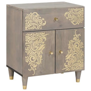 Comodino con porta con cassetto-Tavolino da notte Grigio 50 x 33 x 60 cm 156403