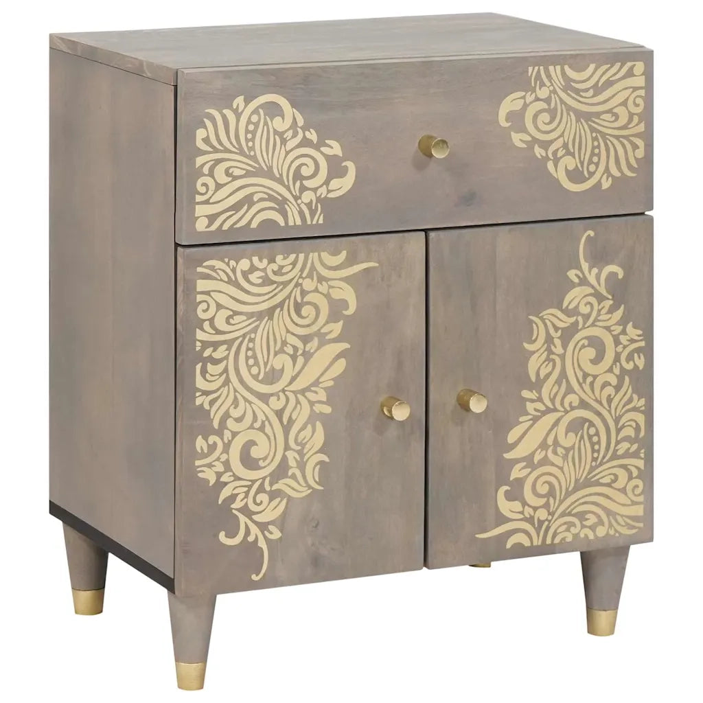 Comodino con porta con cassetto-Tavolino da notte Grigio 50 x 33 x 60 cm 156403