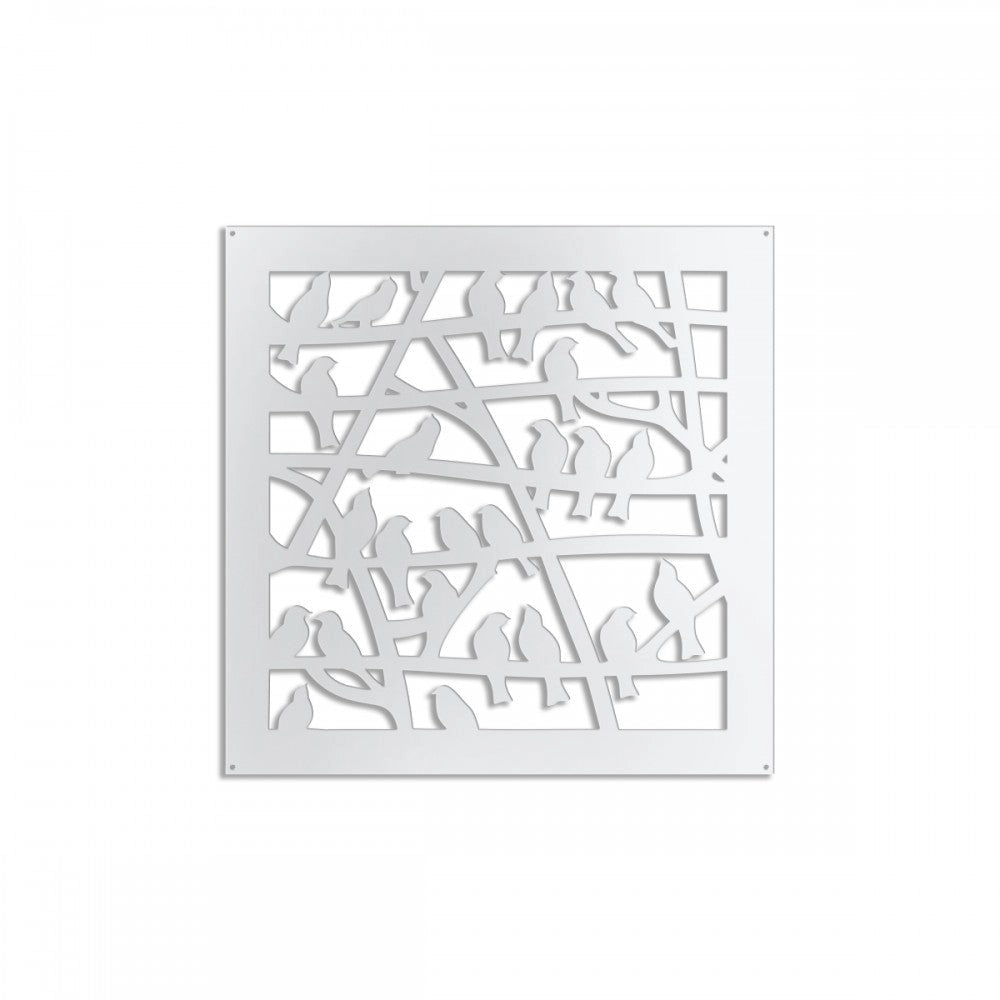 BIRDS - Pannello in PVC traforato - Parasole Colore: bianco, Misura: 73x73 cm