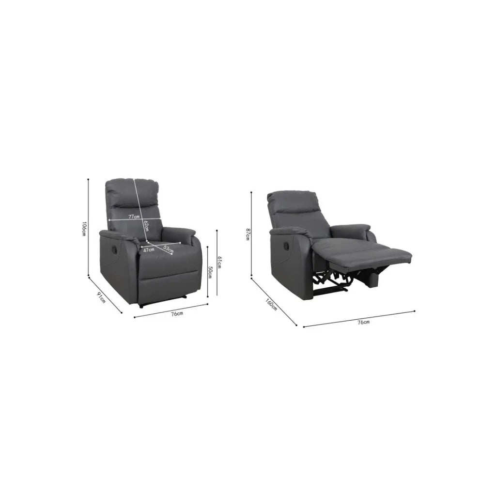 Poltrona relax reclinabile manualmente BERLIN colore grigio