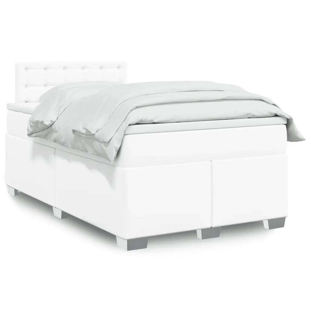 Giroletto a Molle con Materasso Bianco 120x190 cm in Similpelle